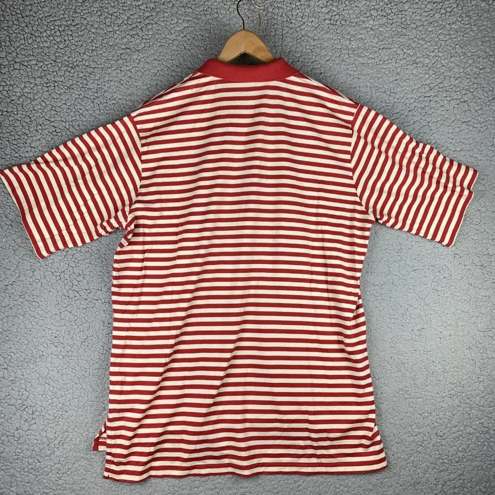 Vintage Polo Ralph Lauren Polo Shirt Mens XL100%‎ Fine Cotton Red White Striped